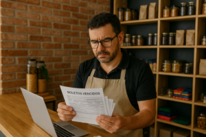 Empreendedor preocupado com títulos vencidos