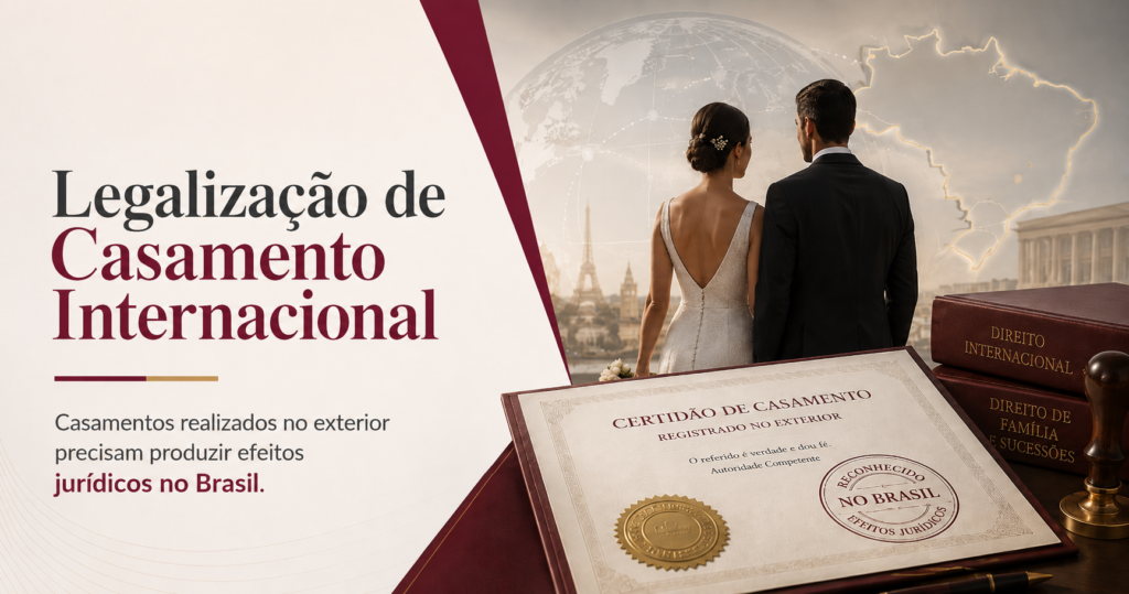 Legalização de Casamento Internacional: Casamentos realizados no exterior precisam produzir efeitos jurídicos no Brasil.